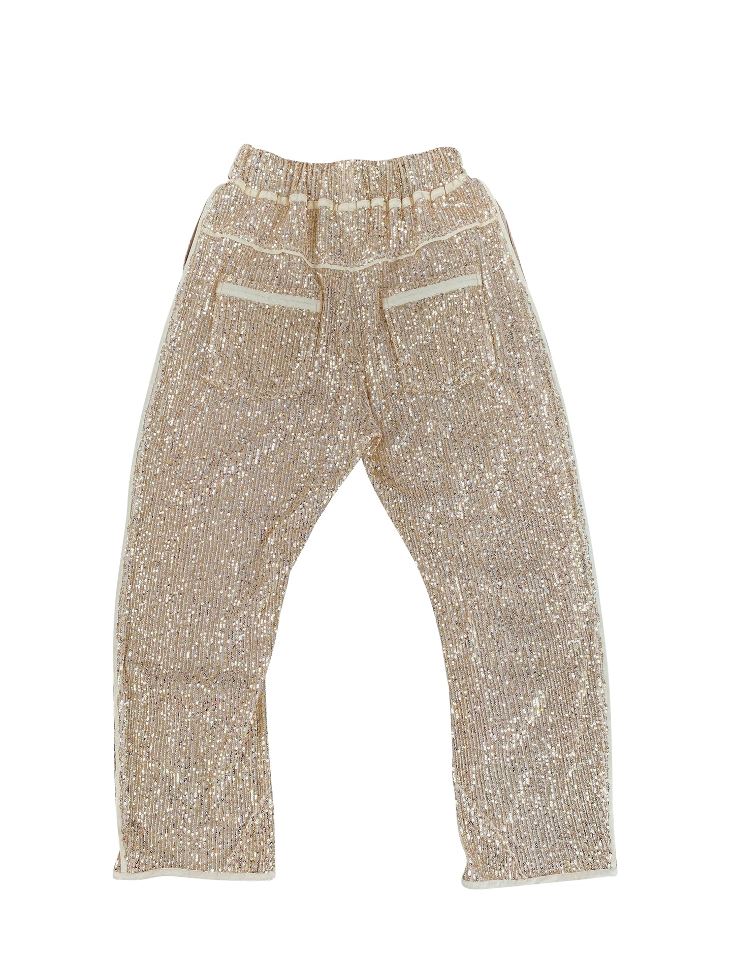 Gold Sequin Arched-Leg Pants