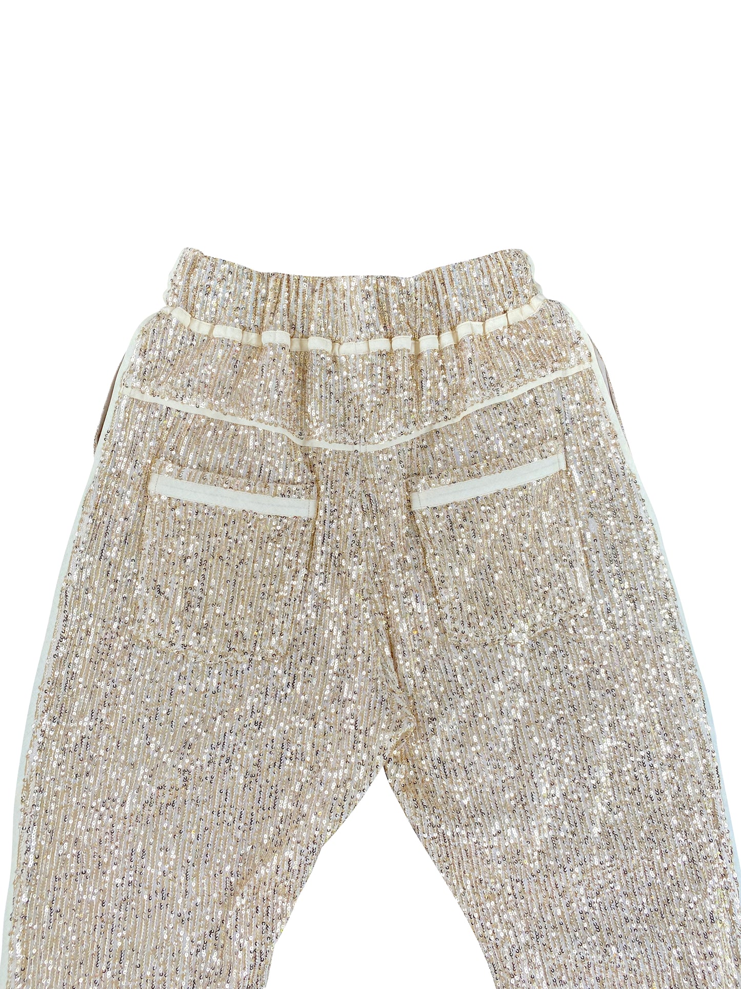 Gold Sequin Arched-Leg Pants