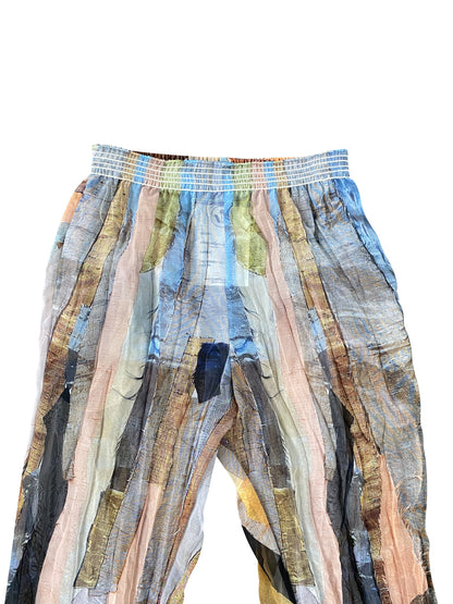 Viviers 'Abstract Scrap' Printed on Deadstock Chiffon Pants