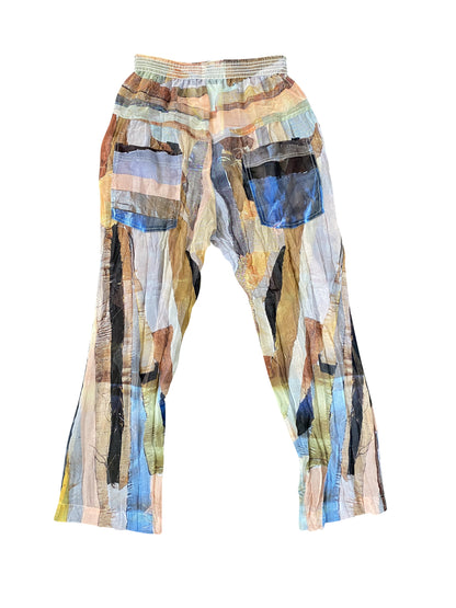 Viviers 'Abstract Scrap' Printed on Deadstock Chiffon Pants