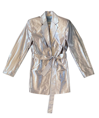 Silver Silk Lamé Tailored Jacket