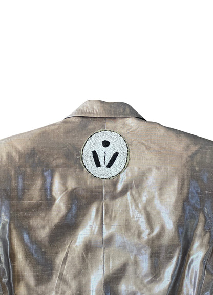 Silver Silk Lamé Tailored Jacket