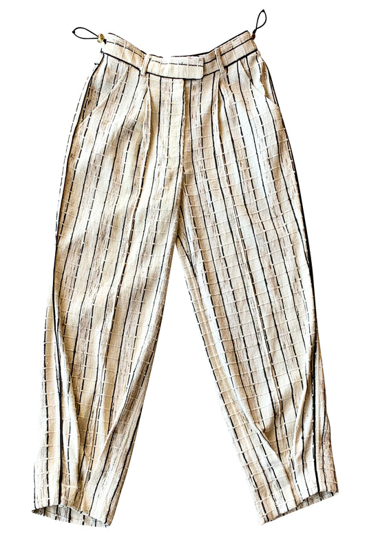 HAND-LOOMED SILK TAILORED PANTS