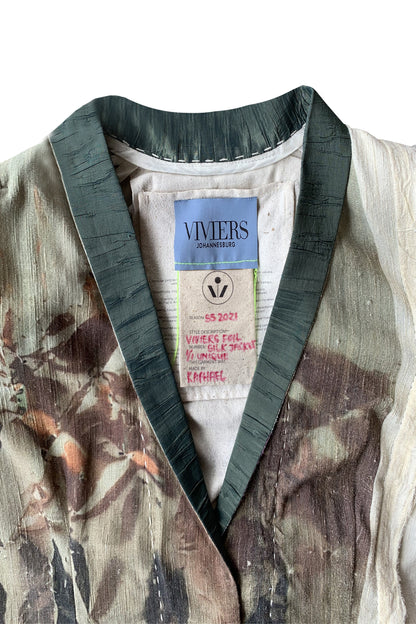 Crushed, Weathered Raw Silk Tailored Jacket