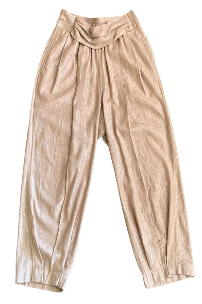 TWINKLE RAW SILK LAMÉ TAILORED PANTS