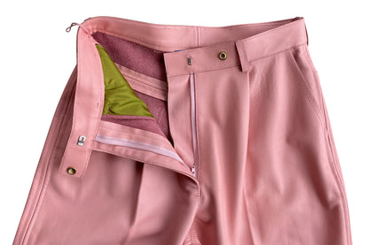 PURE LEATHER STRAIGHT CUT PANTS IN DUSTY ROSE