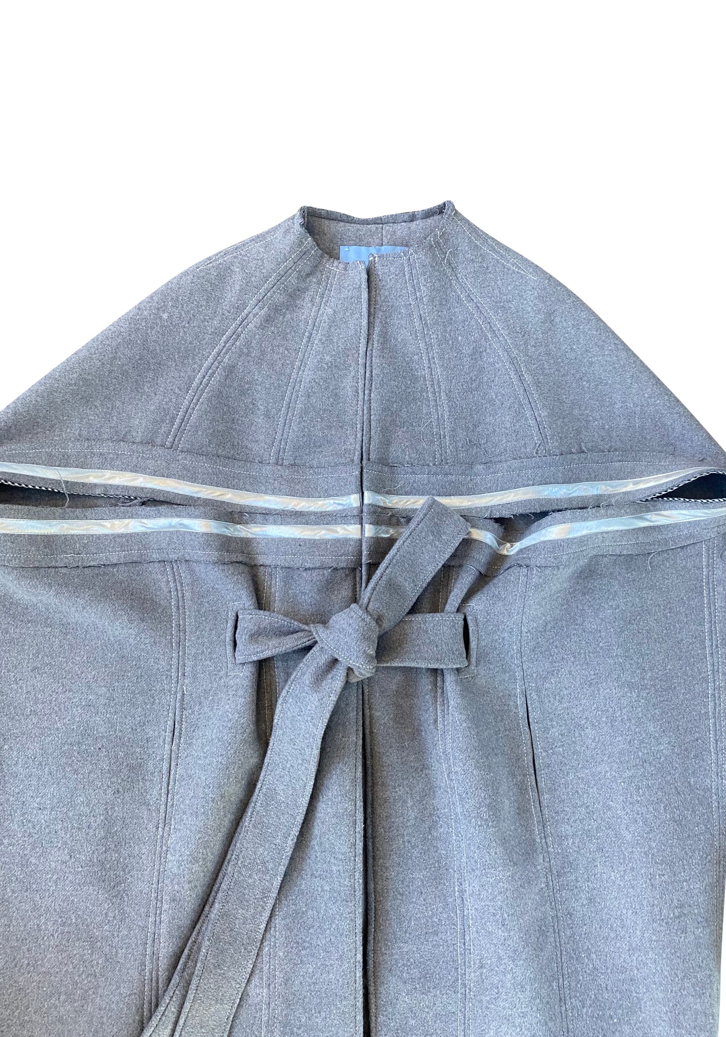 Grey Boiled-Wool Cocoon Coat