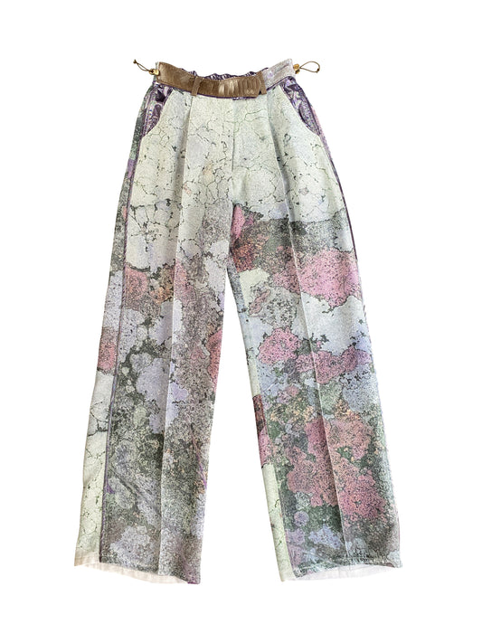 Lychem Tailored Trousers with Ostrich Shin Detail in Vintage Rayon