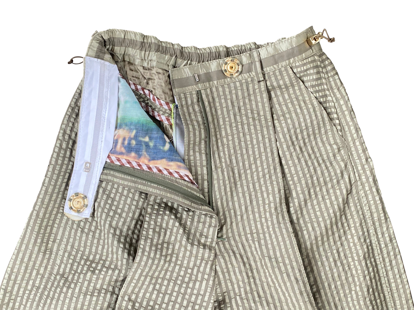 Tortoise Shell Sage Green Deadstock Silk Blend Pants - Made to Order