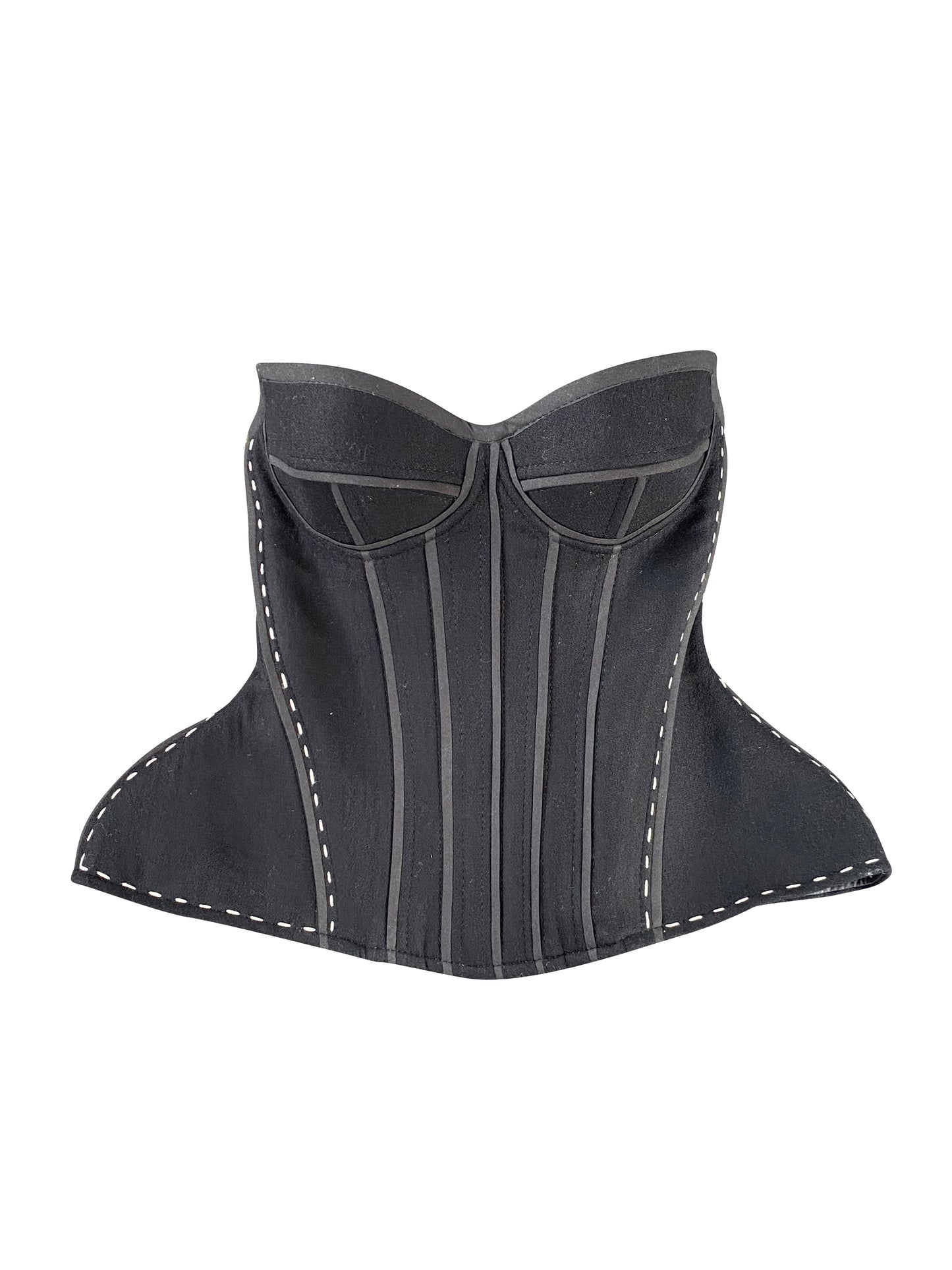 Melton Wool Mothership Corset with Hand Embroidery Stitches
