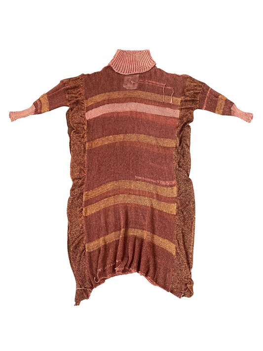 Copper Wool, Artisanal Knitted Dress in Kid-Mohair & Viscose