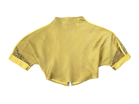 'Golden Karoo' Sculpted Crop-Top with Lace Trims