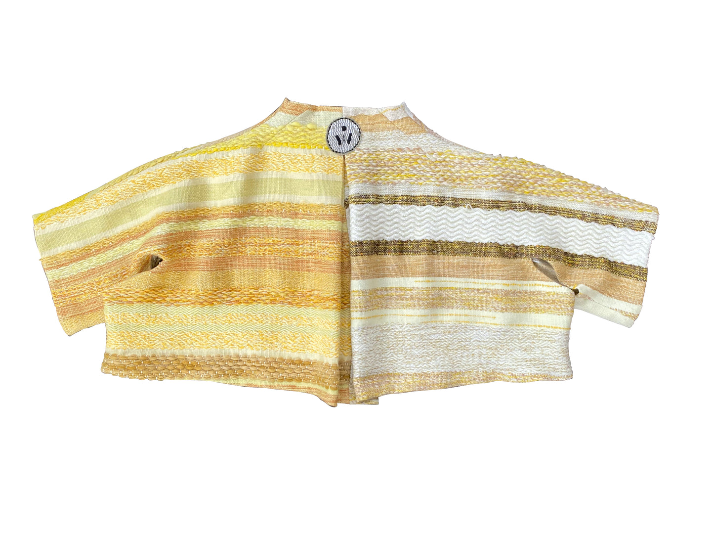 Artisanal Hand-Woven 'Sunny Scene' Cropped Jacket in Wool, Mohair & Viscose