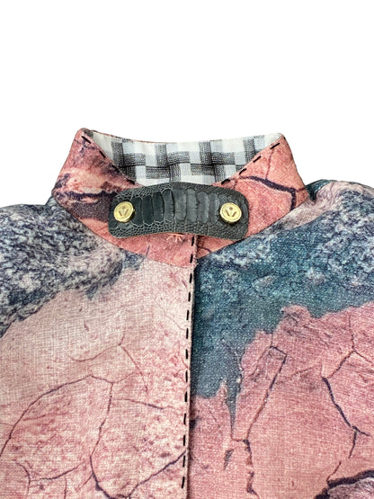 Desert Rose Soil Hand-Beaded Shirt With Original 'Viviers' Print in Deadstock Cotton