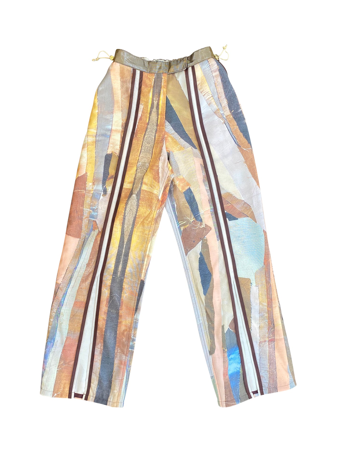 Printed Deadstock Synthetic 'Soil Horizon' Printed Trousers