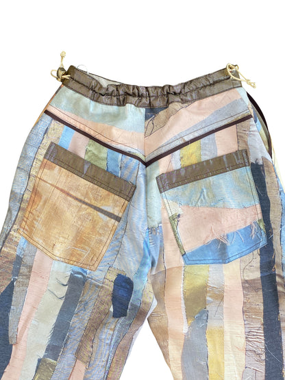 Printed Deadstock Synthetic 'Soil Horizon' Printed Trousers