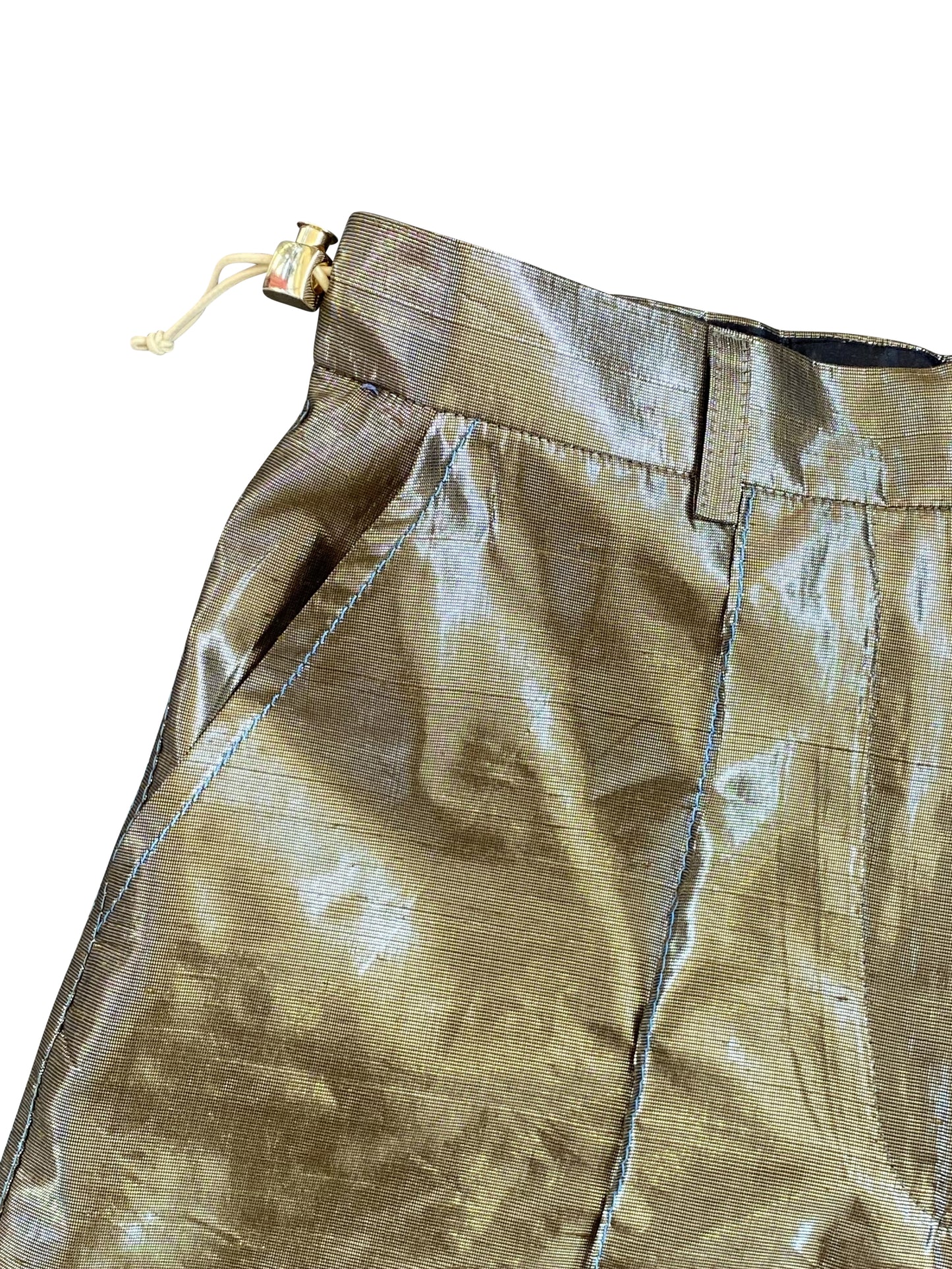 Metallic Bronze Silk Lamé Shorts