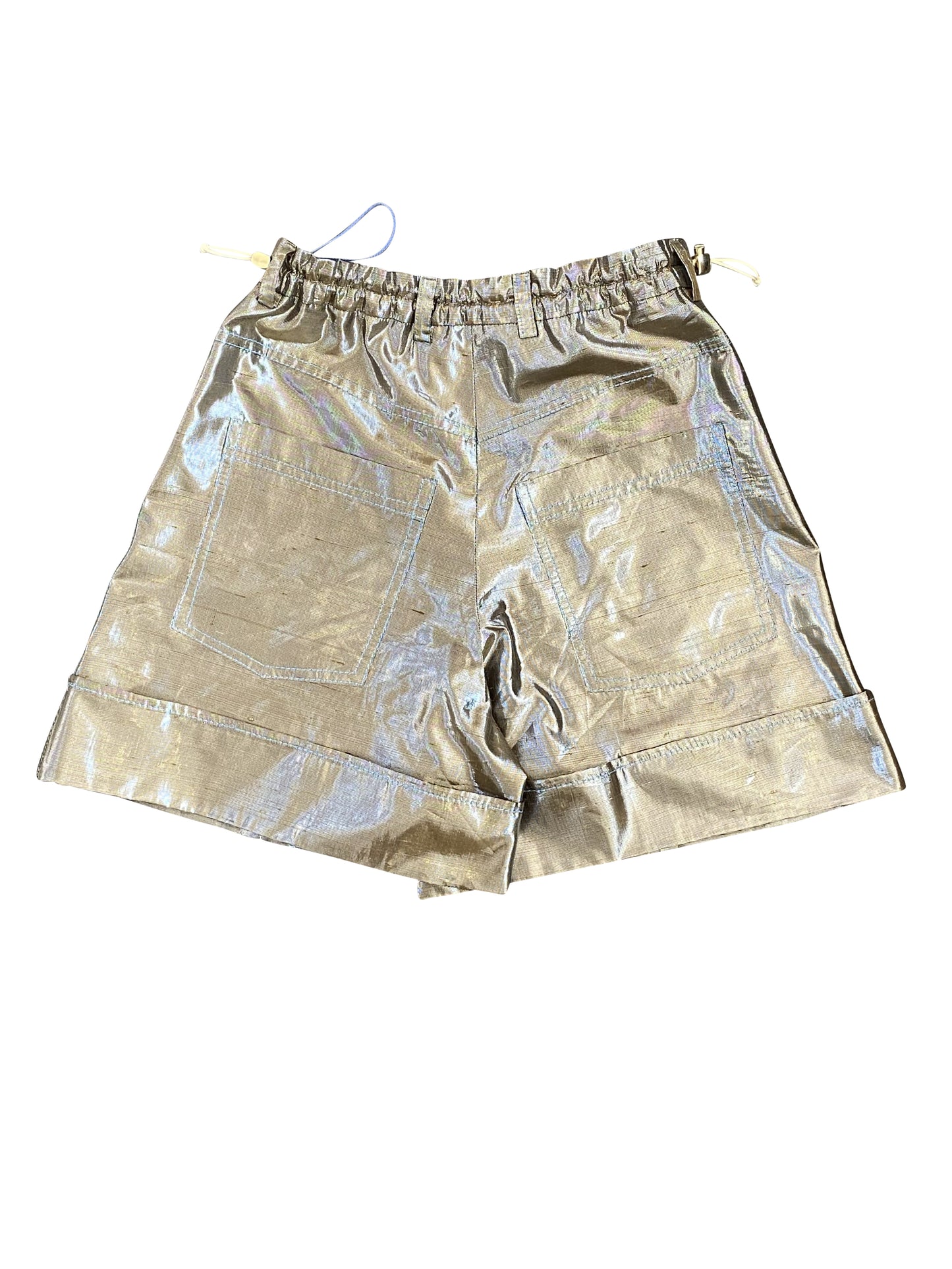 Metallic Bronze Silk Lamé Shorts