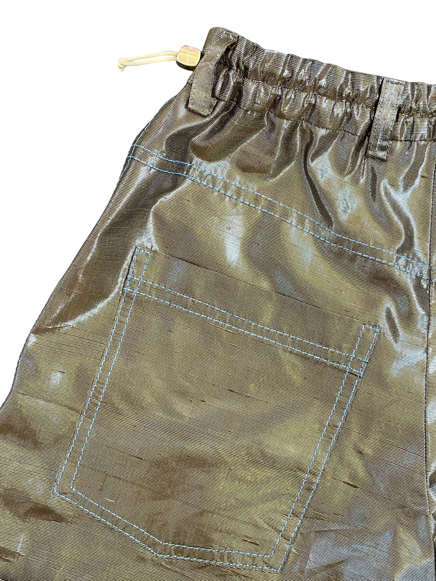 Metallic Bronze Silk Lamé Shorts