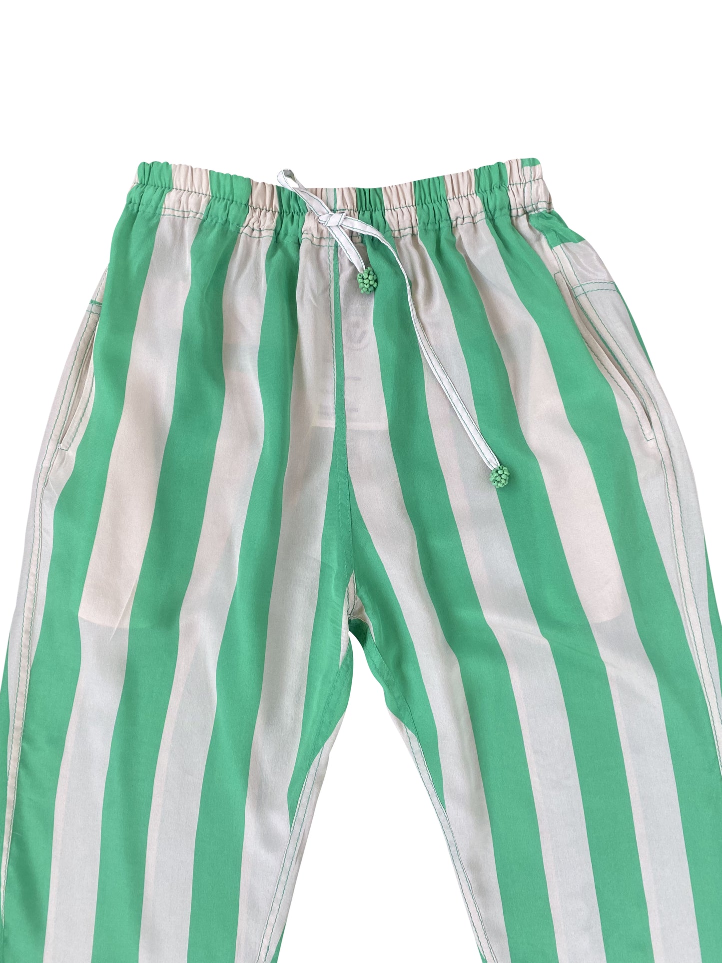 Green Striped Silk Pyjama Pants