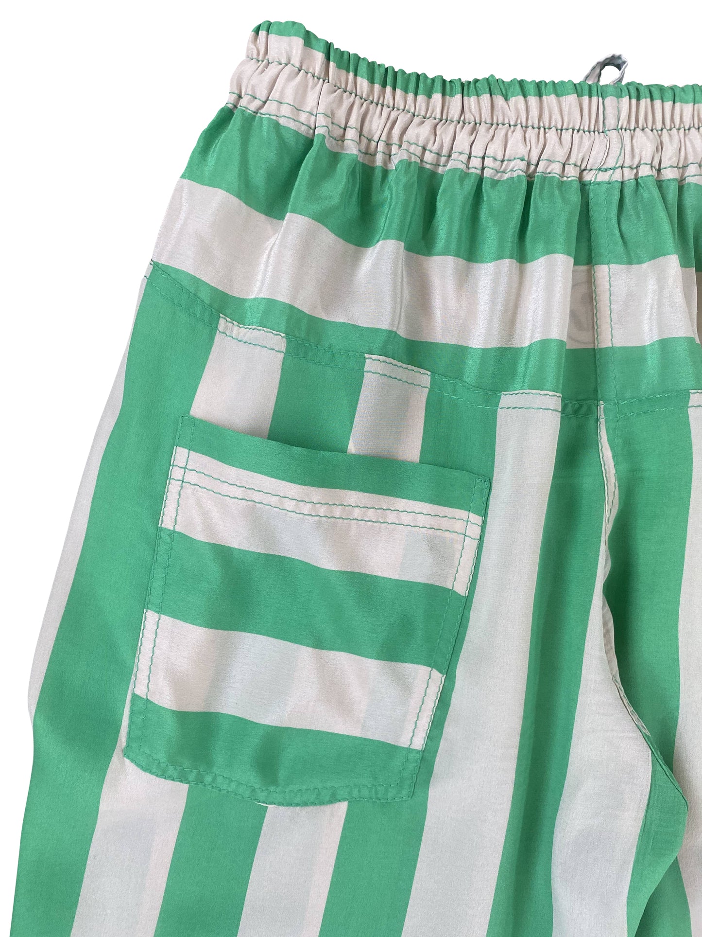 Green Striped Silk Pyjama Pants