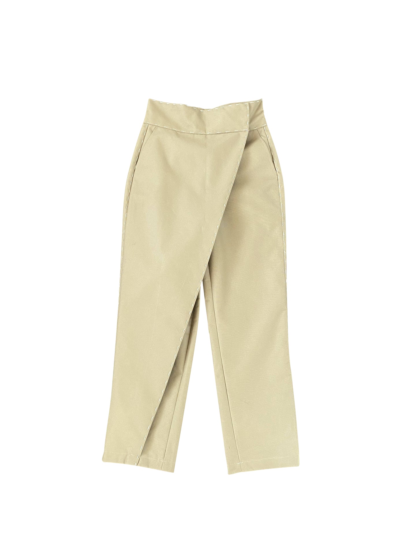 'Totem' Canvas Wrap Pants With Hand Embroidery Stitches