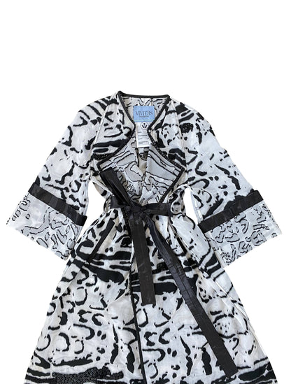 Hand Beaded 'Zebra-Jasper' Silk Raglan Coat