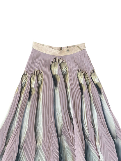 Mushroom Pleated Viviers Skirt