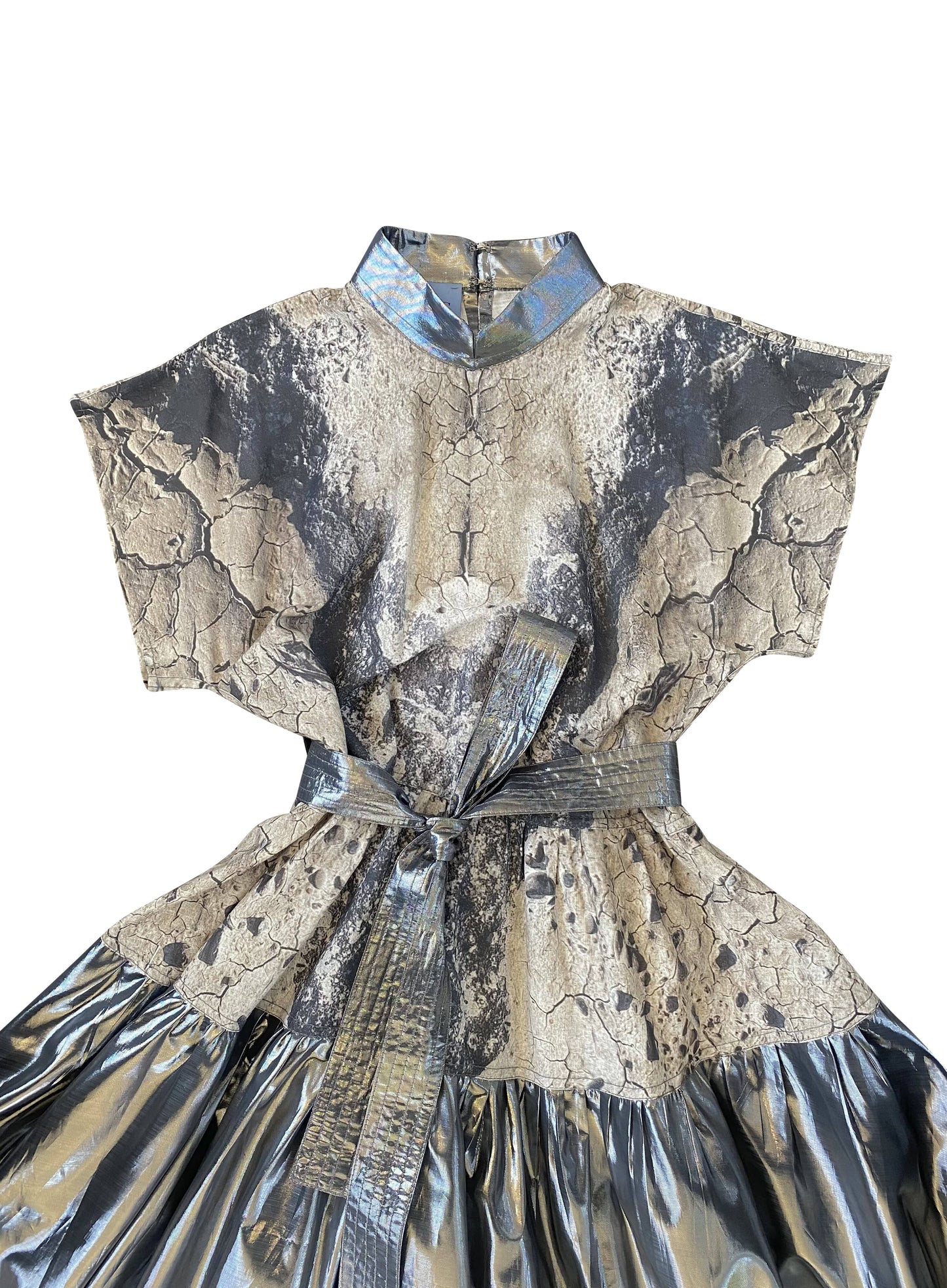 Deadstock Cotton & Lamé 'Mineral Soil' Maxi Dress