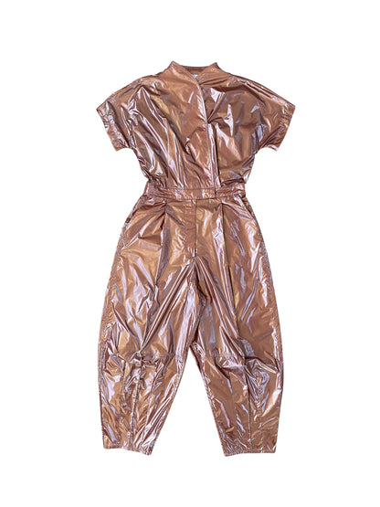 Liquid Mahogany Clay Nylon Jumpsuit