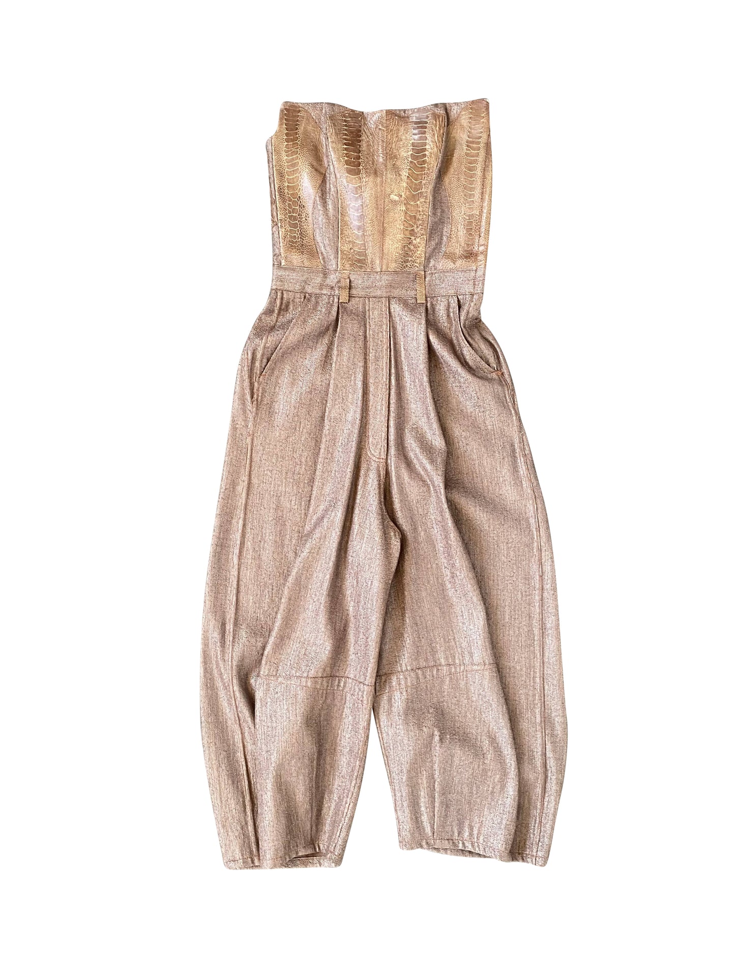 Ostrich & Deadstock Raffia Jumpsuit