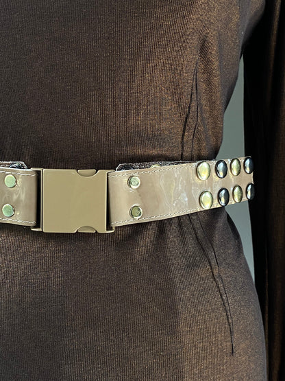 MOTHERBOARD Beige Studded Belt