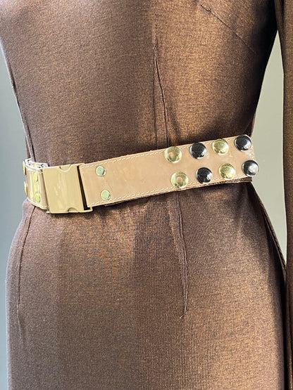 MOTHERBOARD Beige Studded Belt