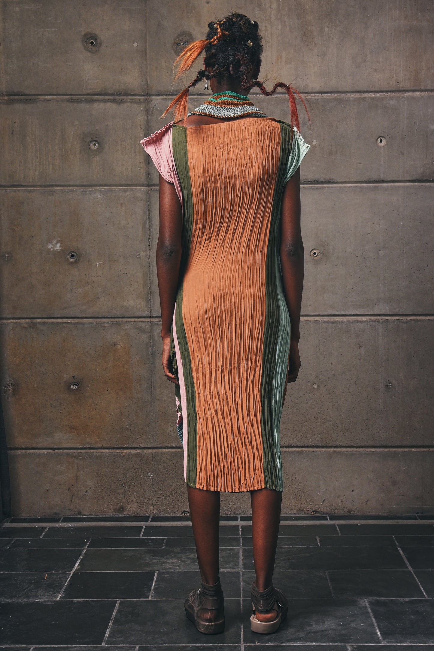 Panel Pleated Draped Dress