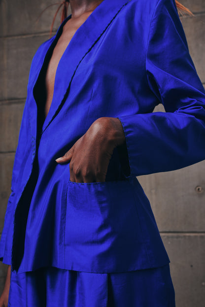 Cobalt Square Tailored Jacket in Silk