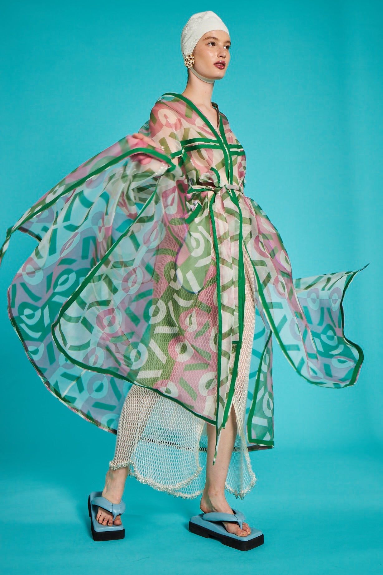 VIVI MONOGRAM MOTHERSHIP SILK ORGANZA CAPE