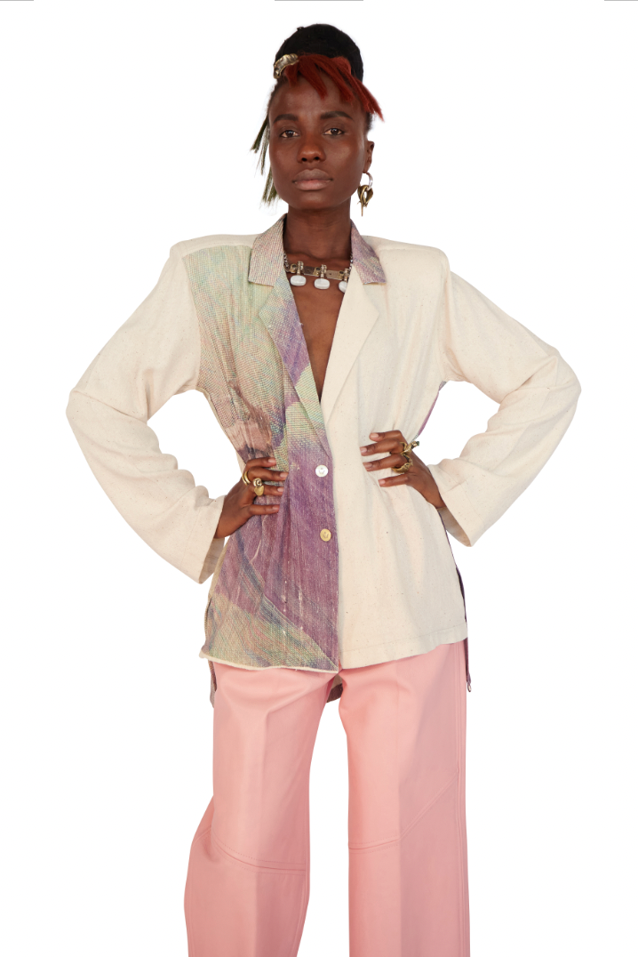 Foil And Thorn Vintage Raw Silk Shirt-Blazer