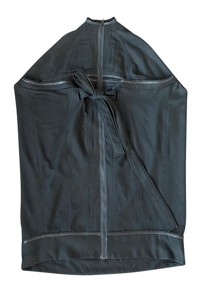 Black Boiled Wool Cocoon Coat