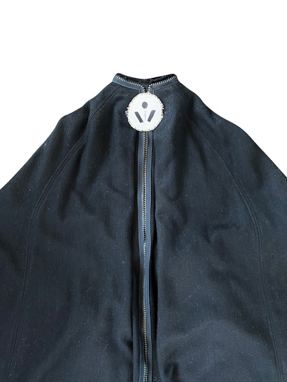 Black Boiled Wool Cocoon Coat