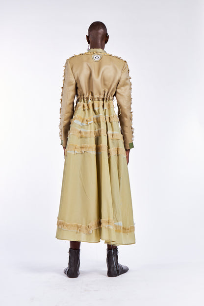Barchan Dune Artisanal Silk Dress with Hand Embroidery Stitches