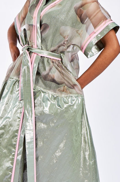 Reflection Butt-O-Body Silk Organza Wrap Maxi Dress