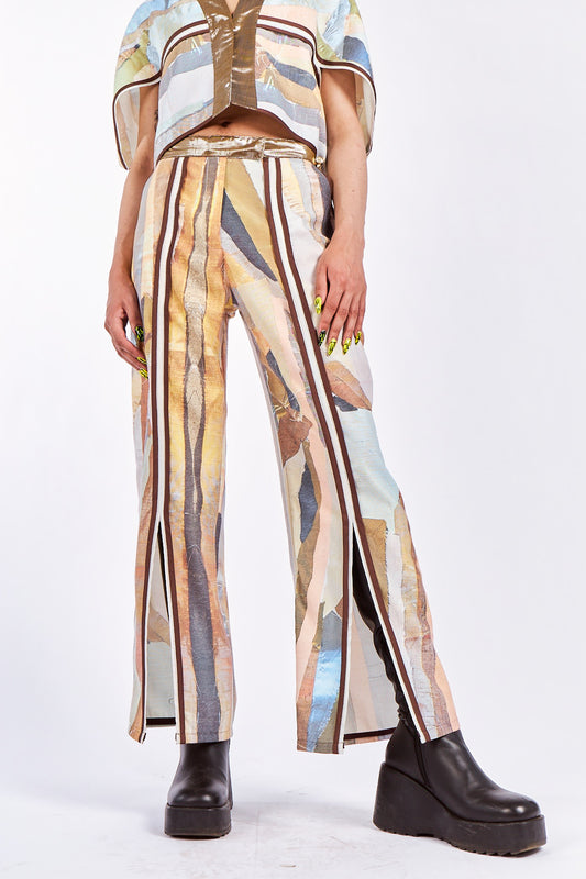 Printed Deadstock Synthetic 'Soil Horizon' Printed Trousers