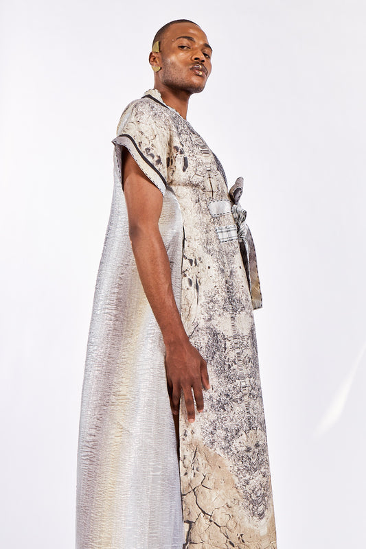 Sedimentary Rock Hand Embroidered Wrap Dress
