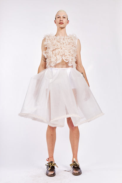 Crystalline Sculpted Skirt with Silk Organza Frills