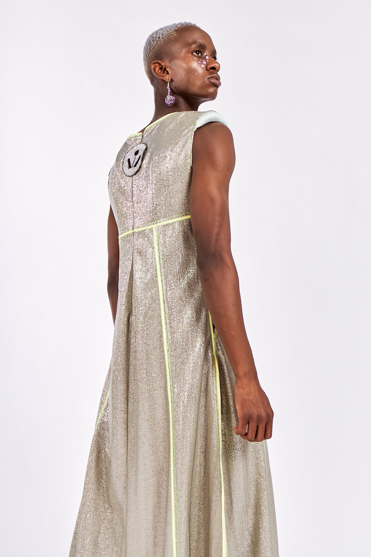 Celestial Empire Line Lamé Dress