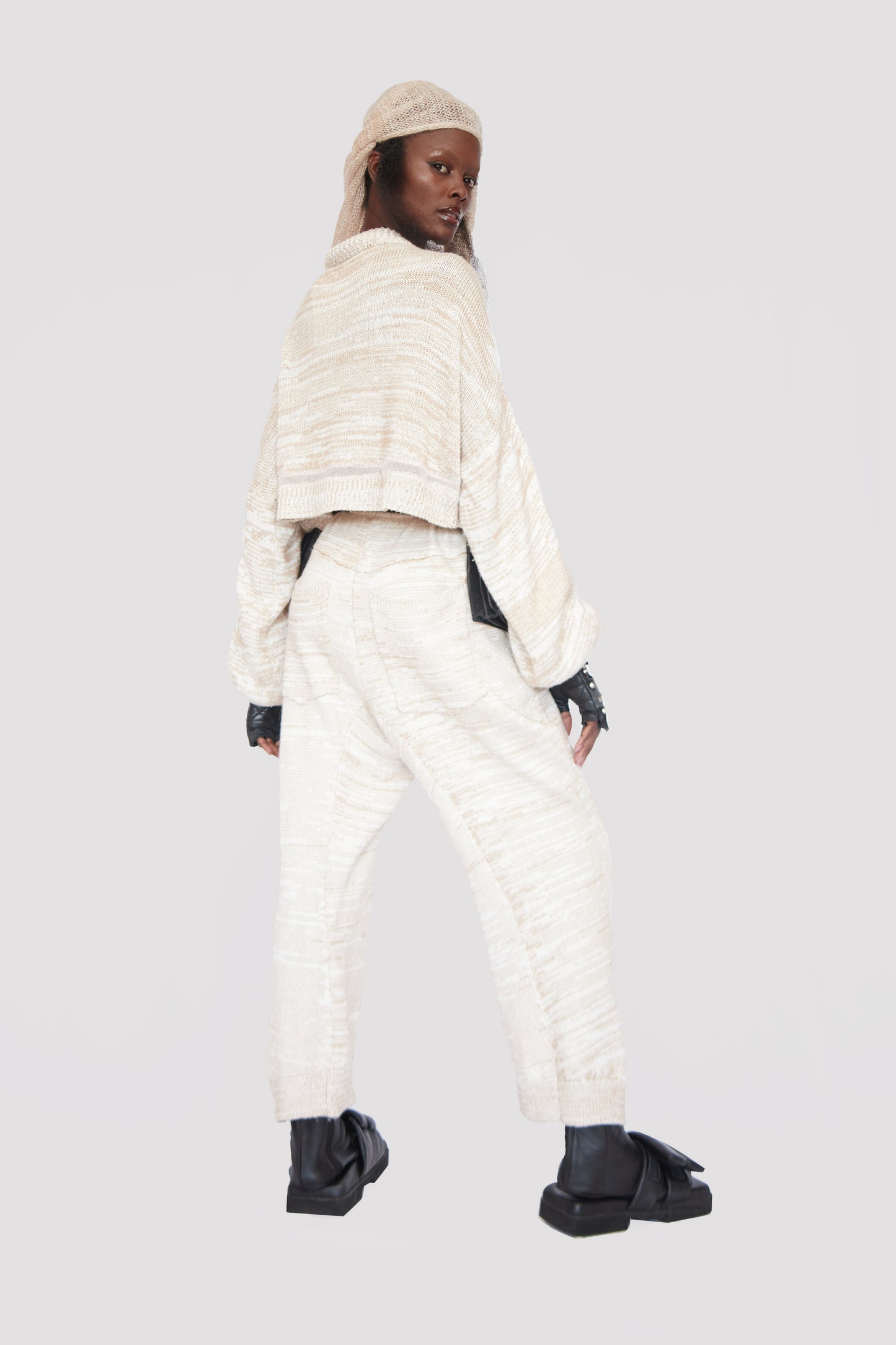 SAHARA SAND COTTON/BAMBOO ARCHED TRACK PANTS