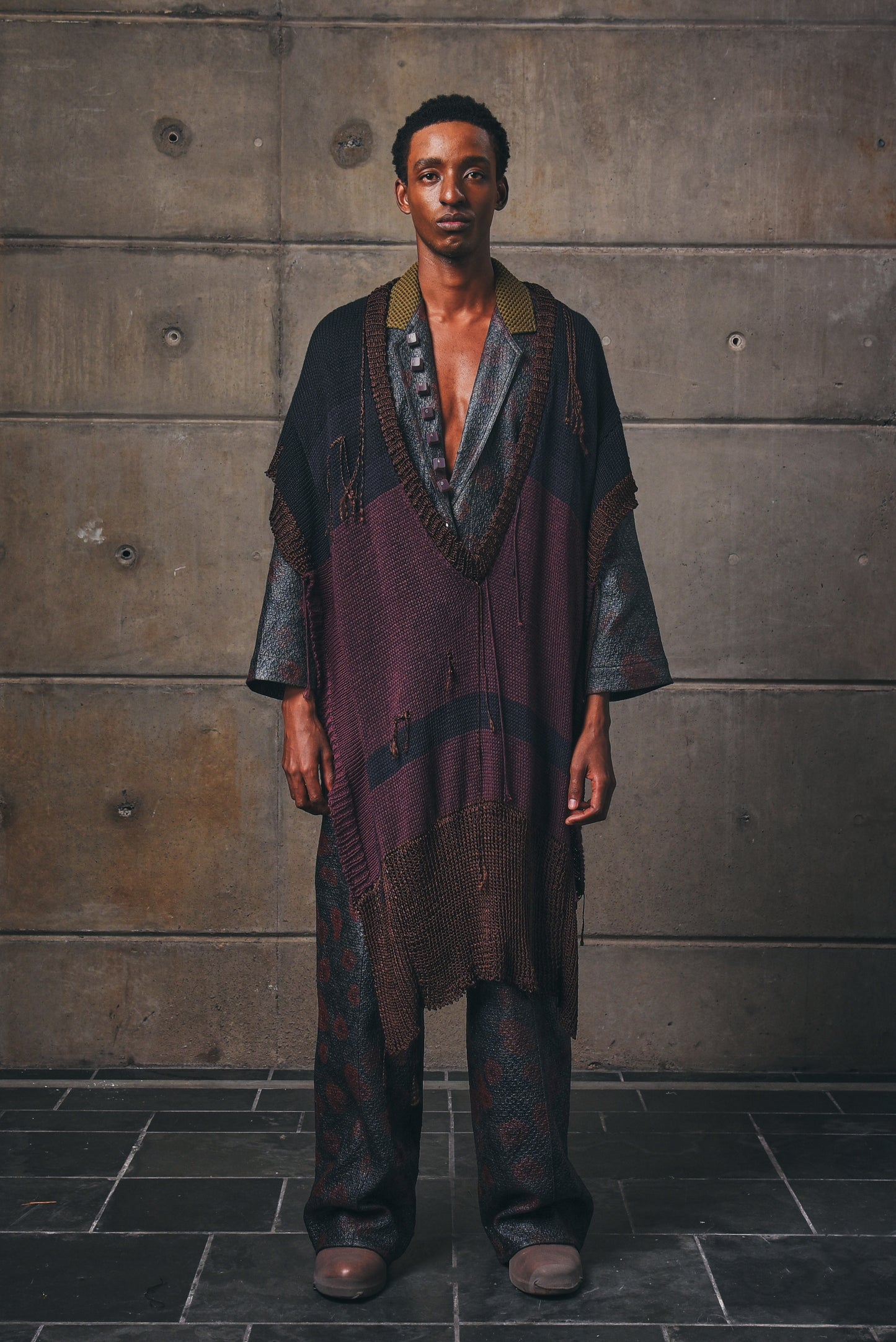 Dropped V-Neck Gillet Jersey in Bamboo and Vintage Viscose