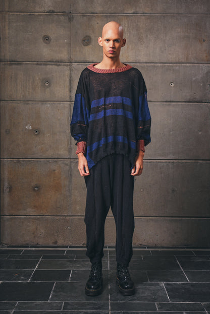 Oversized Motherboard Linen Jersey in Blue