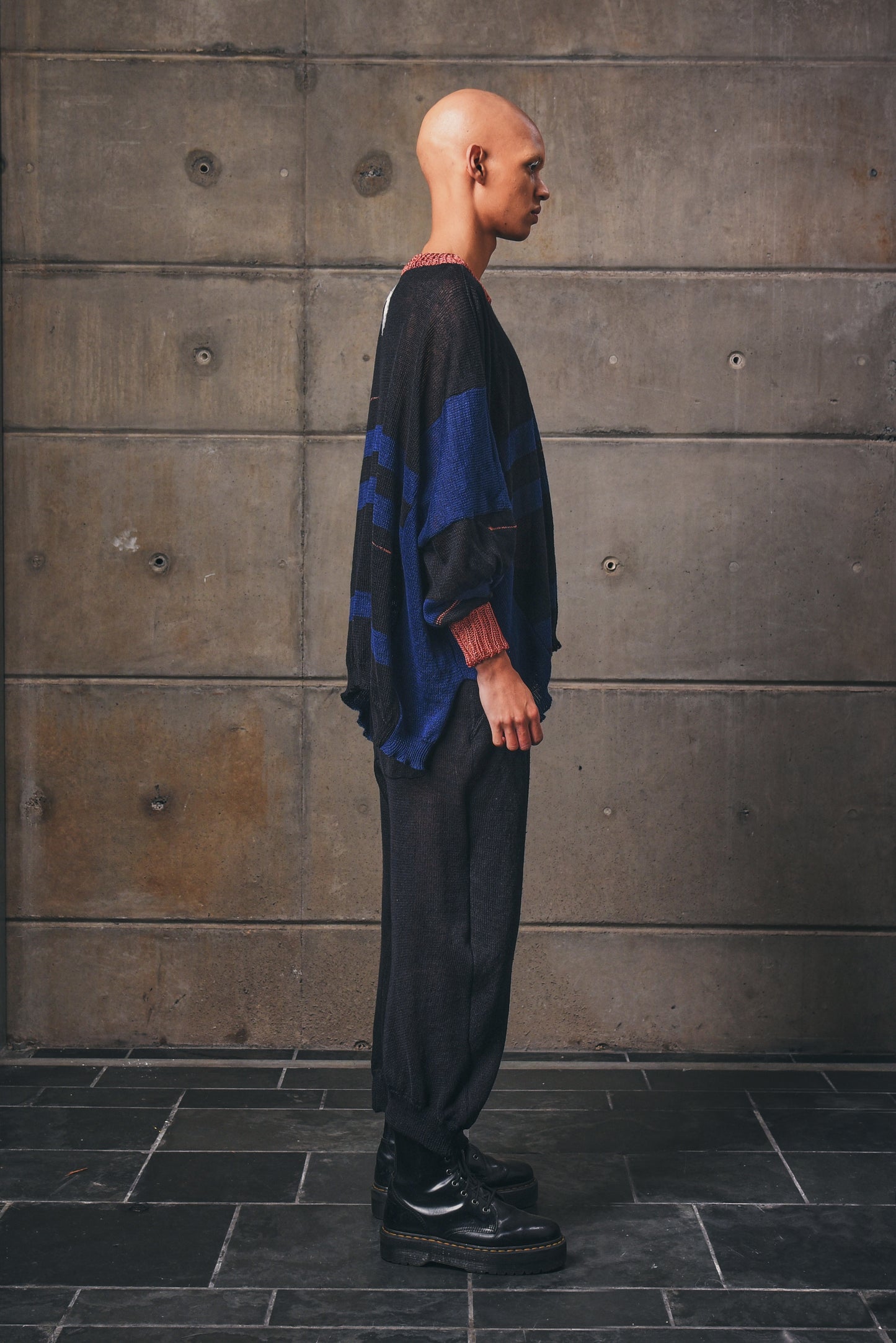 Oversized Motherboard Linen Jersey in Blue