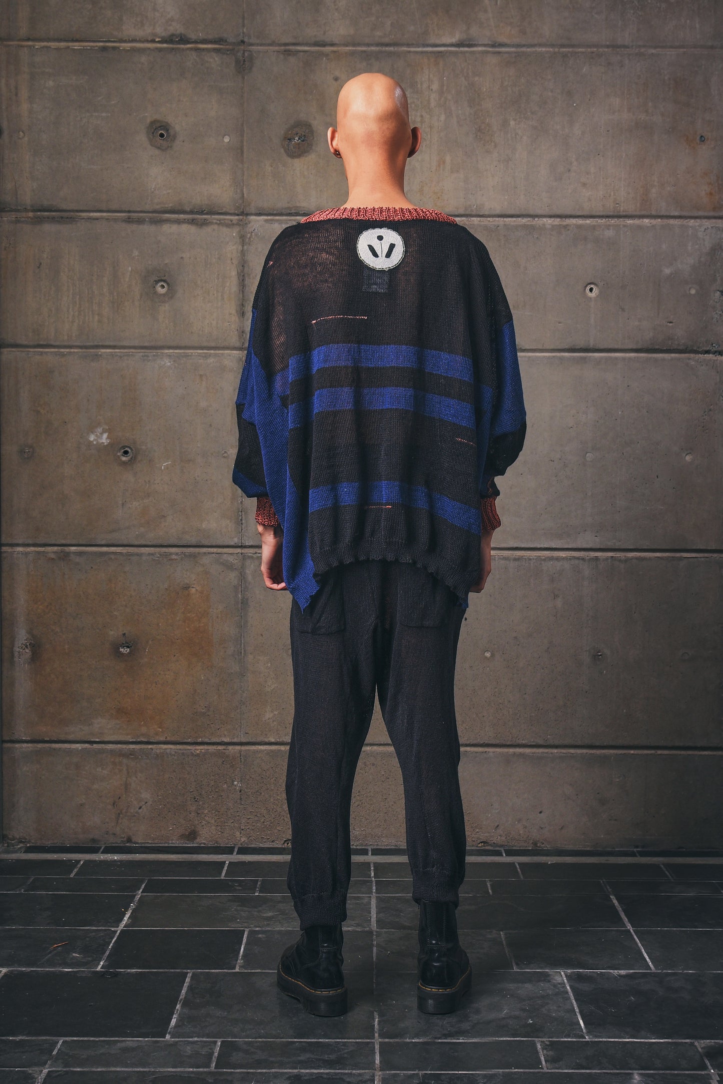 Oversized Motherboard Linen Jersey in Blue